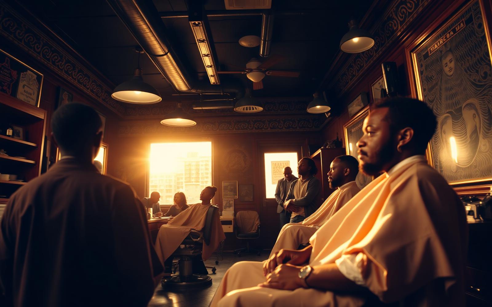 Lively atmosphere inside Dred barbershop